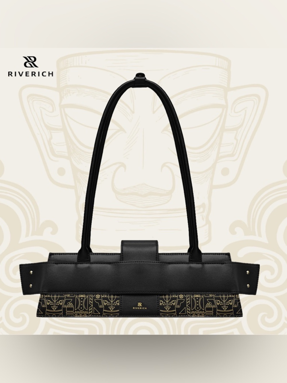10. NEW RIVERICH Black Shoulder Bag with Gold Accent Trim